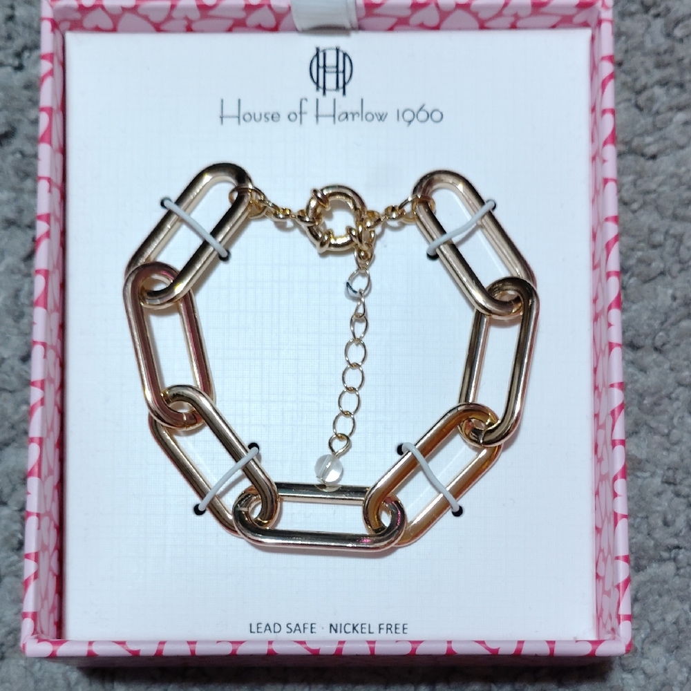 House of Harlow 1960 Gold Paperclip Link Bracelet